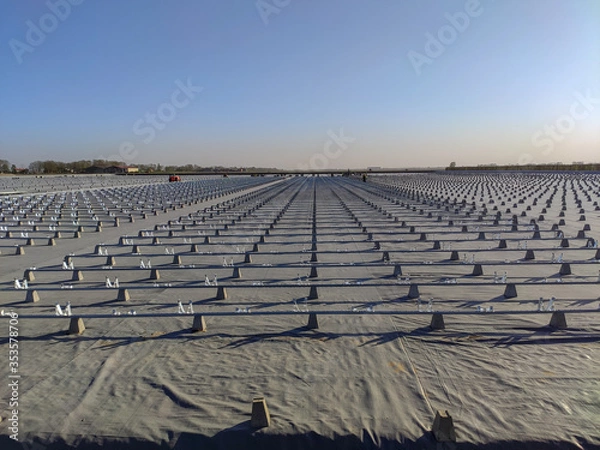 Fototapeta Solar panel mounting structure installation