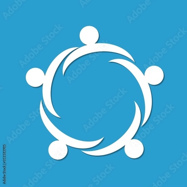 Fototapeta people logo on blue background