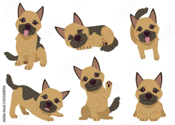 Obraz The collection of puppy german shepherd retriever in many action. Graphic resource about labrador retriever for graphic, content, etc.