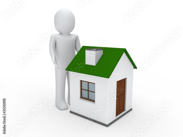 Obraz 3d man house green