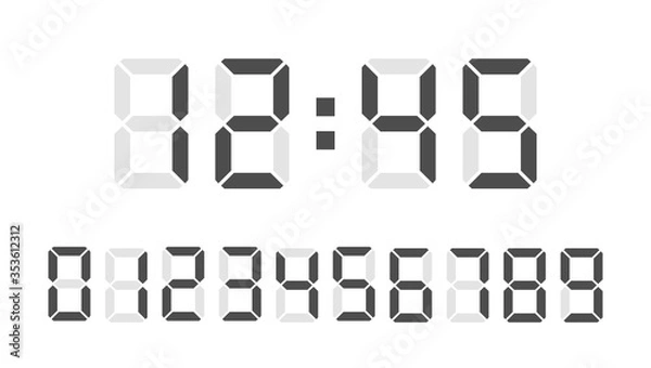 Obraz Digital clock number set. Led digit set. Electronic figures. Vector illustration.