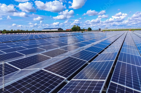 Fototapeta Solar panel mounting structure installation