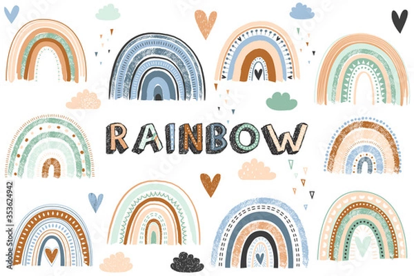 Fototapeta Vector illustration of the Boho rainbow collections set