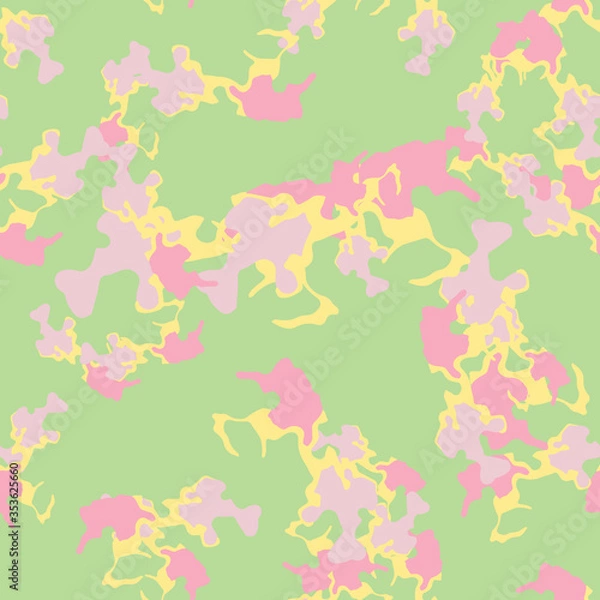 Fototapeta UFO camouflage of various shades of green, yellow and pink colors