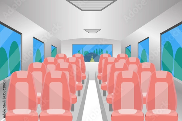 Fototapeta Inside bus design. Passenger bus seats, Bus vector.