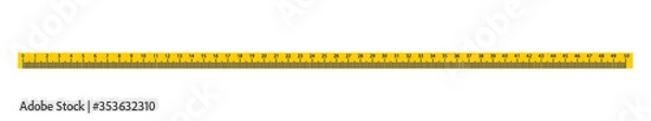 Fototapeta Measure Tape ruler metric measurement. Metric ruler. 50 centimeters metric vector ruler with yellow and black color. School equipment