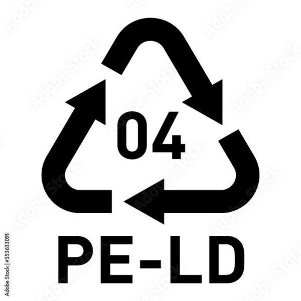 Fototapeta PE-LD 04 recycling code symbol. Plastic recycling vector low density polyethylene sign.