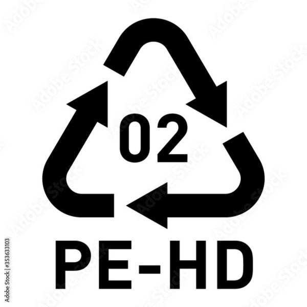 Fototapeta PE-HD 02 recycling code symbol. Plastic recycling vector high density polyethylene sign.