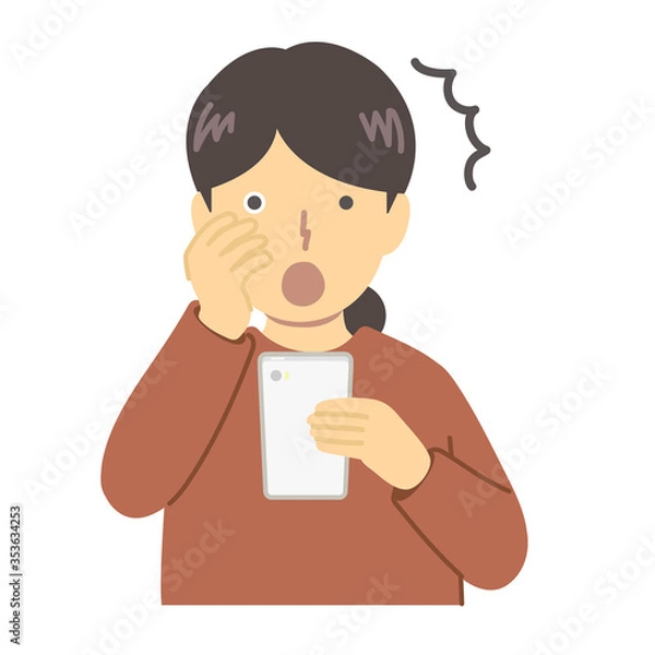 Fototapeta 赤い服の女性/驚き