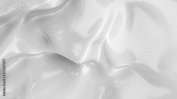 Fototapeta White smooth glossy abstract elegant liquid background. White lava, cream, latex, lacquer, varnish wave.
