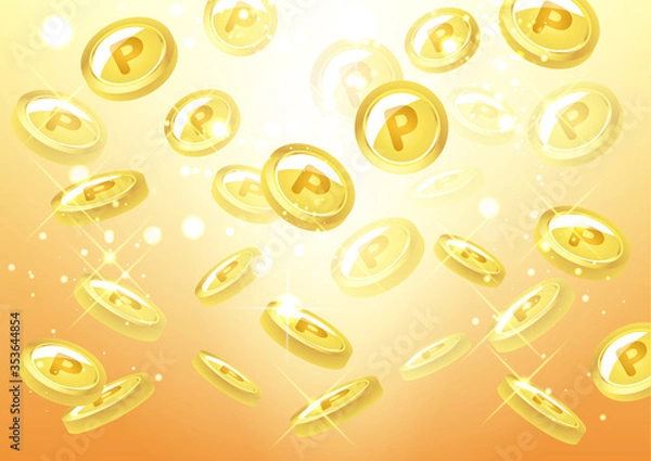 Obraz ポイントマークコインが降ってくるイメージ素材