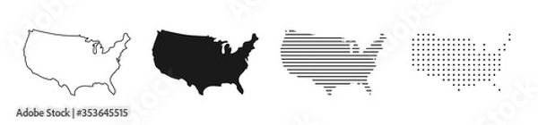 Fototapeta USA map. USA vector icons. American map. United States of America map in flat and lines design. Vector illustration