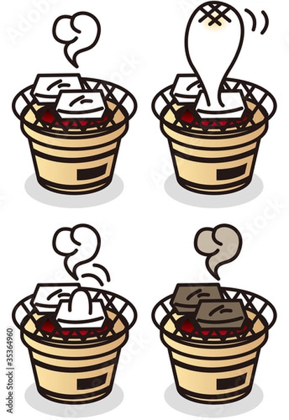 Obraz 七輪で餅を焼くイラスト