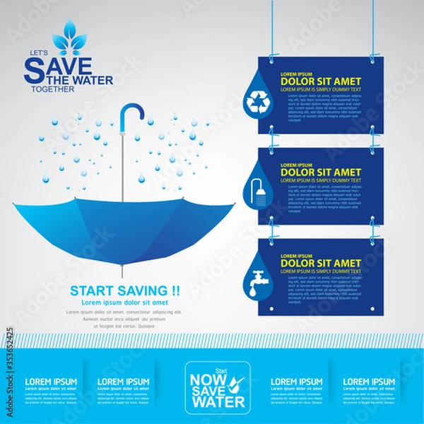 Obraz Save Water Vector Concept Water is Life