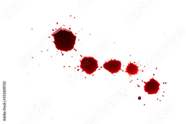 Fototapeta drop of blood isolated on white background, top view