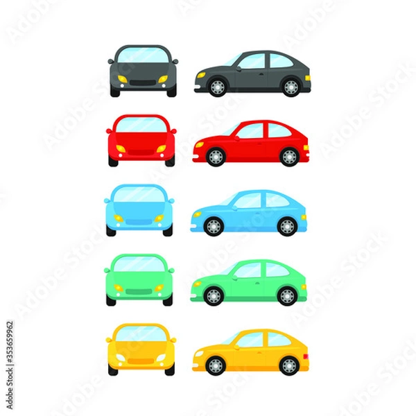 Obraz This is a collection of cars in a flat style. Vector illustration isolated on white background.
