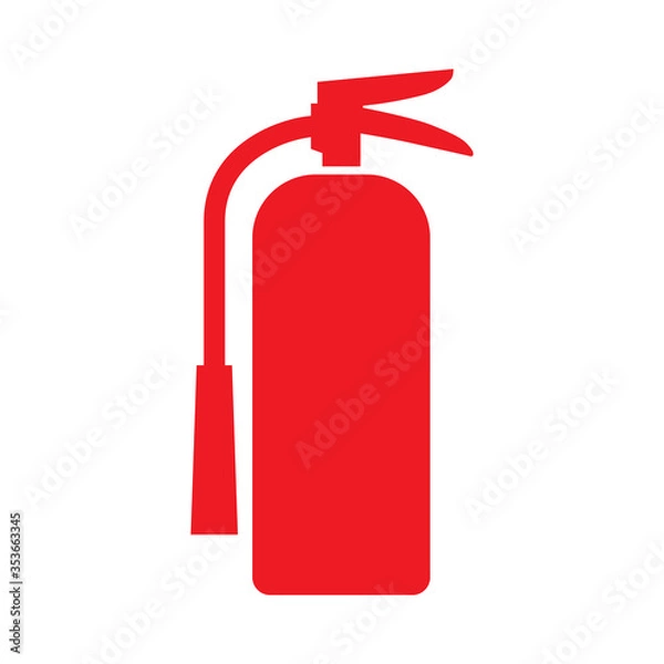 Obraz Flat vector illustration red fire extinguisher icon on white background. Fire safety.