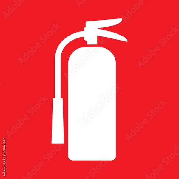 Obraz Flat vector illustration red fire extinguisher icon on white background. Fire safety.