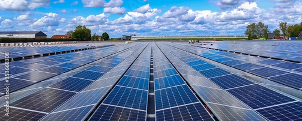 Fototapeta Solar panel mounting structure installation