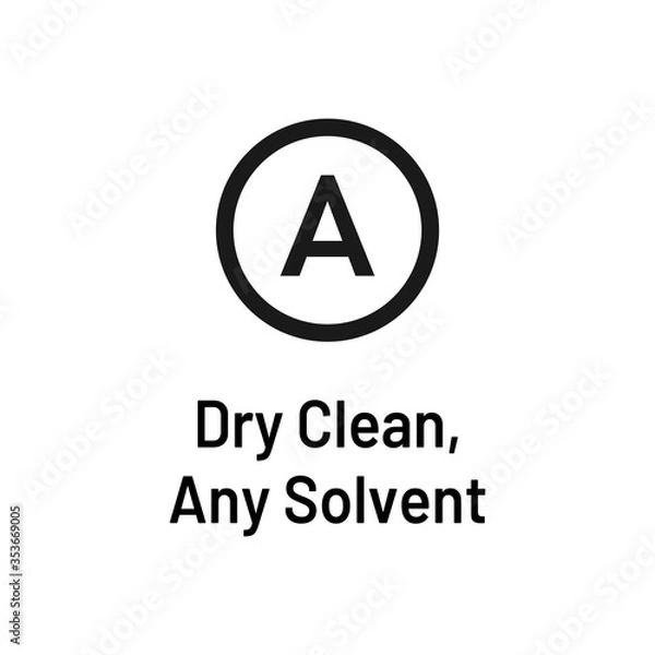 Fototapeta Laundry icon with text isolated on white background. Dry clean any solvent symbol. Washing sign.