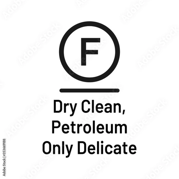 Fototapeta Laundry icon with text isolated on white background. Dry clean petroleum only delicate symbol. Washing sign.