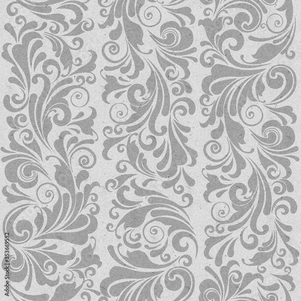 Fototapeta Seamless ornate baroque gray color pattern