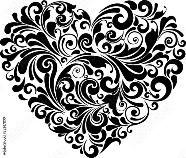 Fototapeta Vector decorative ornate heart invitation card illustration 
