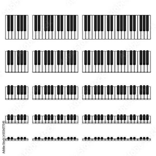 Fototapeta Isolated piano keyboard set. Vector illustration.