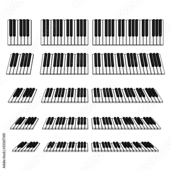 Fototapeta Isolated piano keyboard set. Vector illustration.