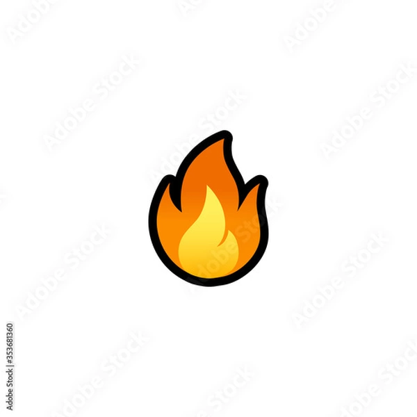 Fototapeta Fire Vector Icon. Isolated  Cartoon Style Emoji, Emoticon  Illustration	