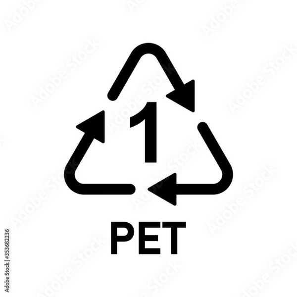 Obraz Plastic recycle symbol PET 1 vector icon. Plastic recycling code PET 1.