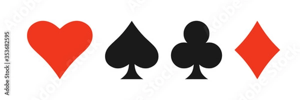 Fototapeta Playing cards suit vector symbol set.