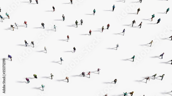 Fototapeta People walking against white background top view