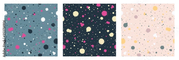 Fototapeta Collection of seamless backgrounds from colorful spots and splashes of paint. Combinations of abstract and mysterious forms.