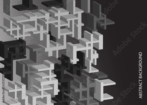 Fototapeta Abstract vector background. Volumetric geometric black and white rectangles. Cover design for magazine, book,
