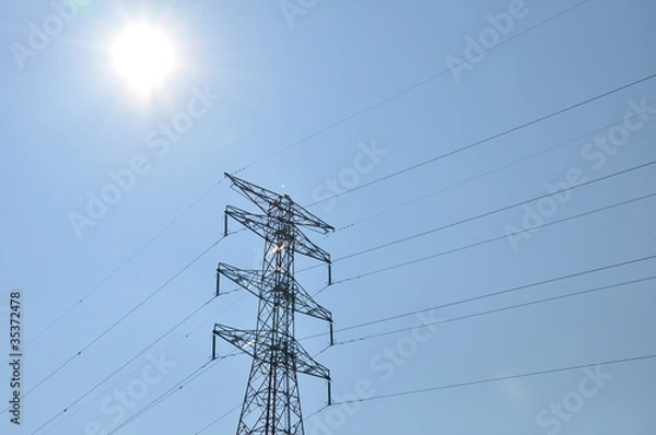 Fototapeta 太陽と鉄塔