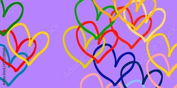 Fototapeta Light Multicolor vector backdrop with sweet hearts.
