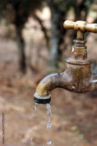 Obraz water being wasted with a leaking tap