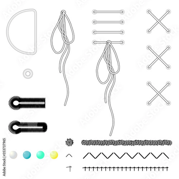 Fototapeta vector fittings, sequins, fringe, chain, rope brushes for illustrator , Zipper