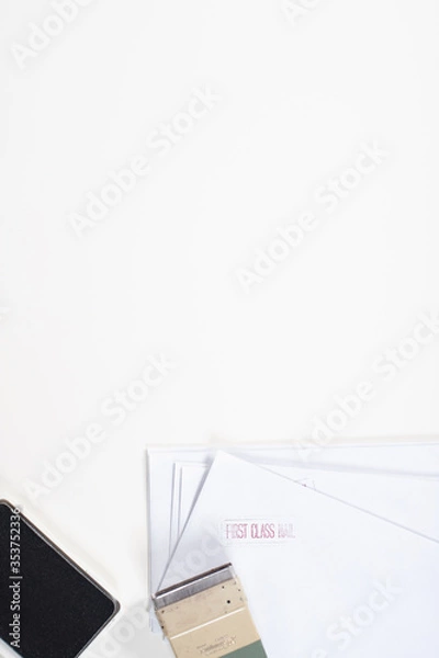 Obraz Vintage Office Dated Envelope Flat Lay