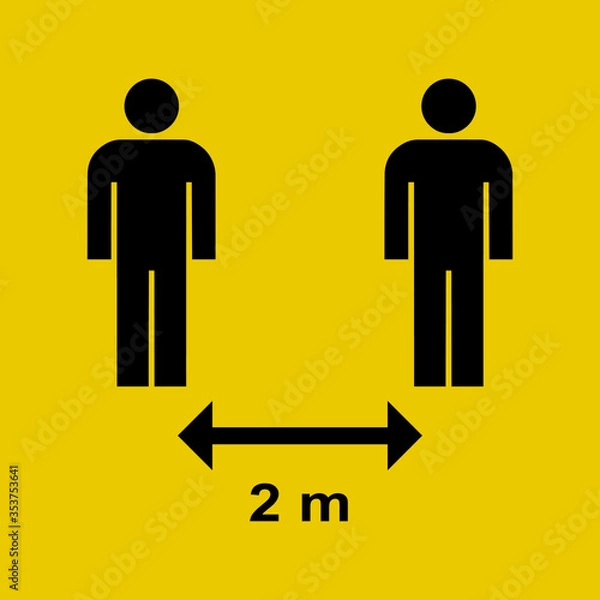 Fototapeta Please Keep Your Distance 2m Poster Sign Vector