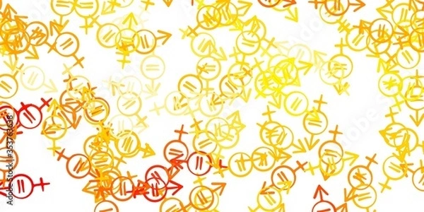 Fototapeta Light Orange vector backdrop with woman's power symbols.