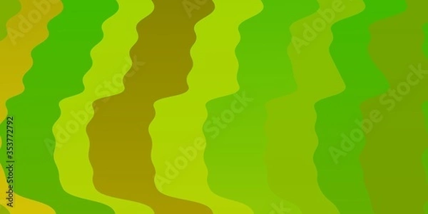 Fototapeta Light Green, Yellow vector backdrop with curves. Colorful geometric sample with gradient curves.  Pattern for booklets, leaflets.