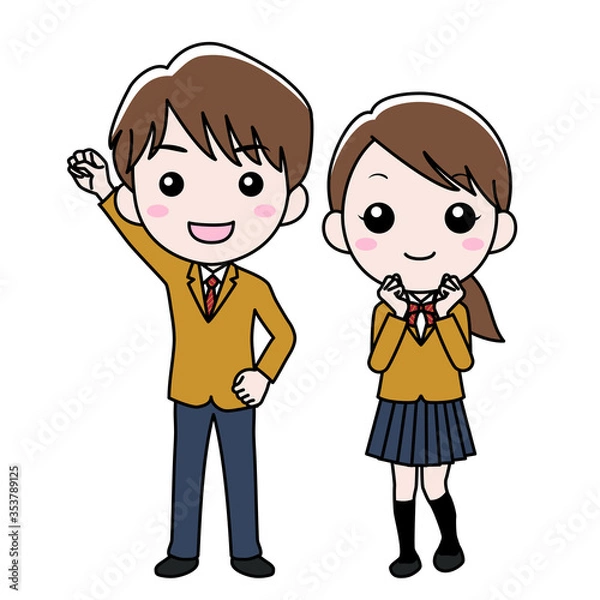 Fototapeta がんばる高校生男女1