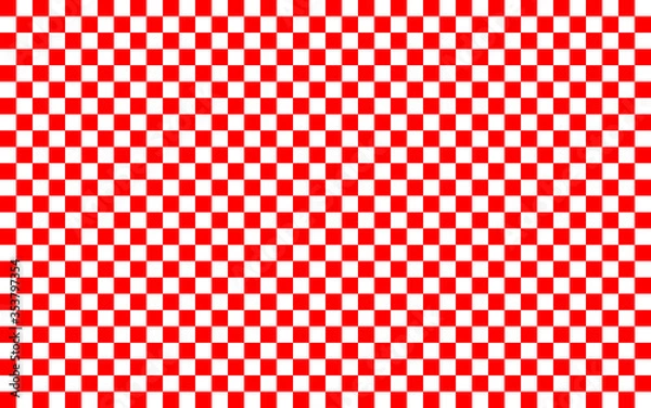 Fototapeta Czerwone i białe tło wzór kratkę. Ilustracja wektorowa czerwonych i białych kwadratów. Tapeta posiada powtarzalną fakturę. Koncepcja chorwackiej szachownicy.