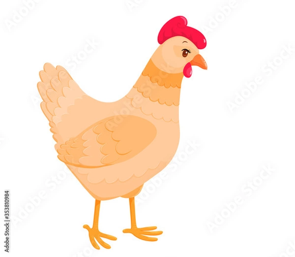 Fototapeta Cute cartoon chicken side view