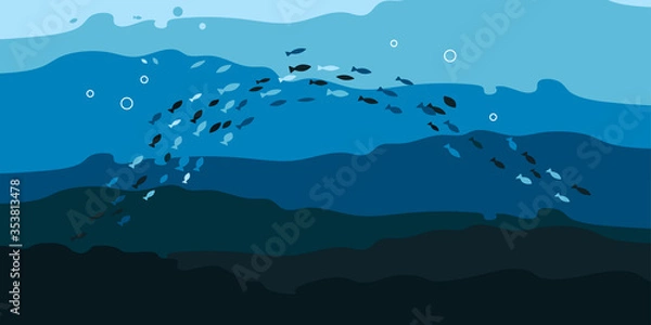 Obraz relief of the ocean. Underwater background with fishes
