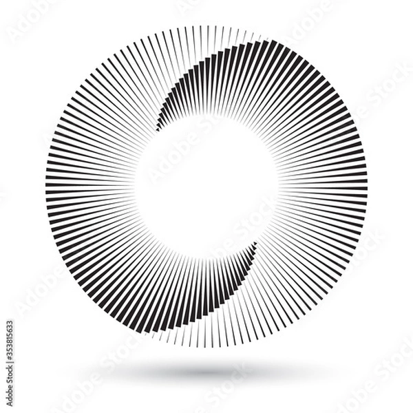 Fototapeta monochrome circle form with halftone lines and transitions