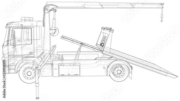 Fototapeta Tow Truck. Vector Illustration of Tow Truck. Towing. The layers of visible and invisible lines are separated. EPS10 format.