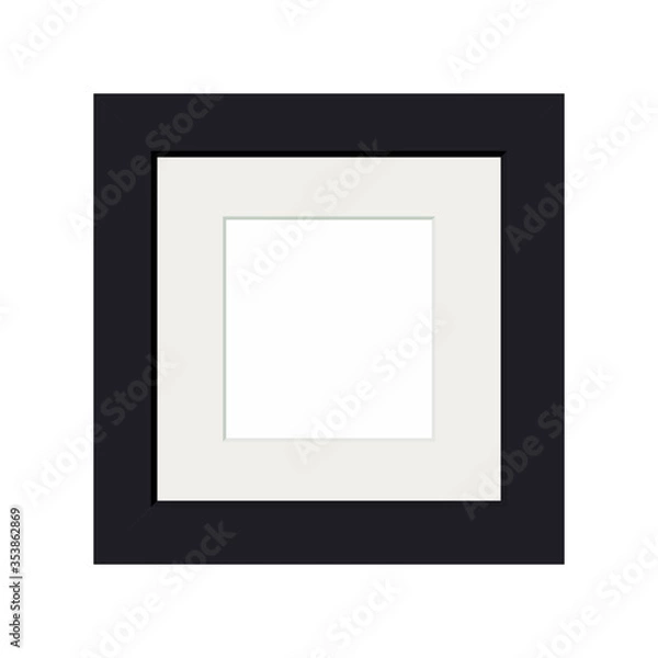 Fototapeta Vector image of a black frame. Blank modern photo on the wall.
